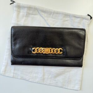 Marc By Marc Jacobs Black Leather Clutch with Gold Detail